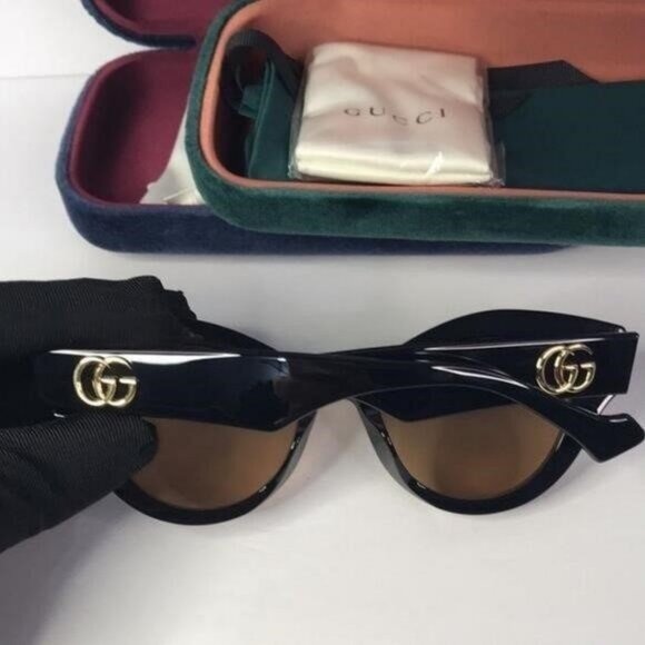 New Original Gucci Brown Cat Eye Ladies Sunglasses GG0957S 003 51